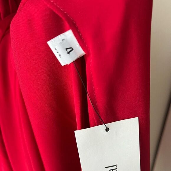 Naeem Khan Red 100% Silk Draped One-Shoulder Braided Waist Chiffon Gown Size 4 - Picture 12 of 13